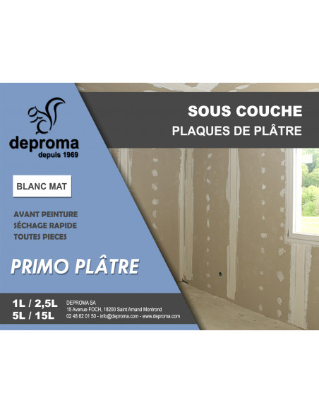 PRIMO PLATRE : Sous-couche universelle plaques de plâtre - Qualité professionnelle